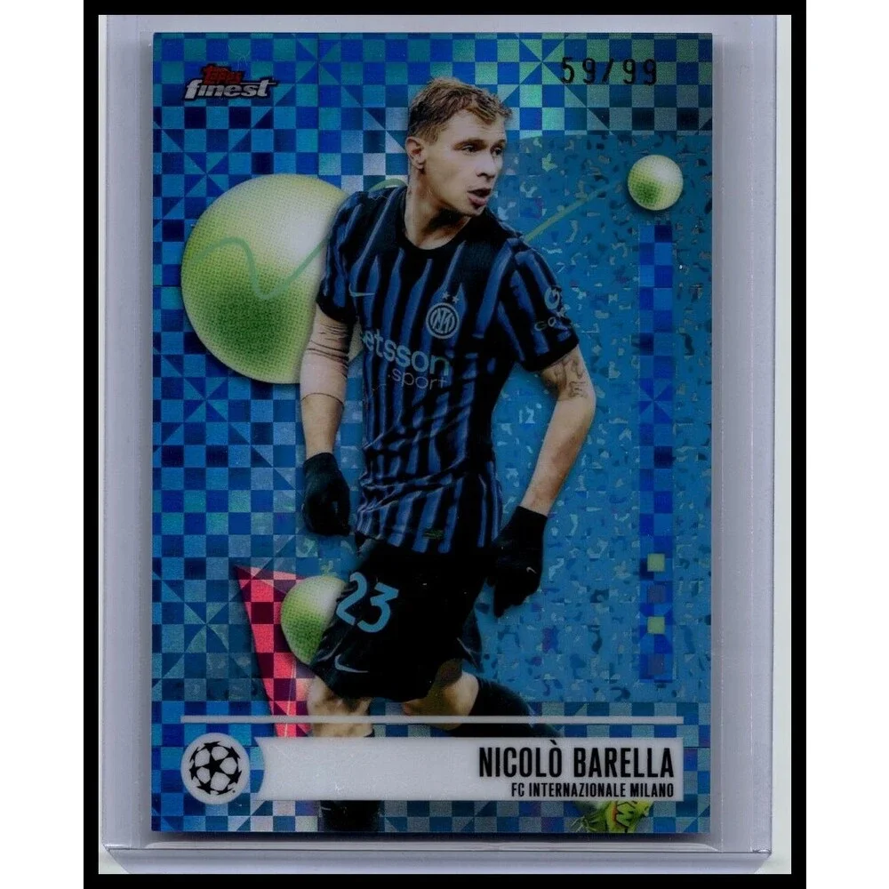 2025-26 Finest UEFA Nicolò Barella #49 Inter Milan Blue Checkerboard #/99